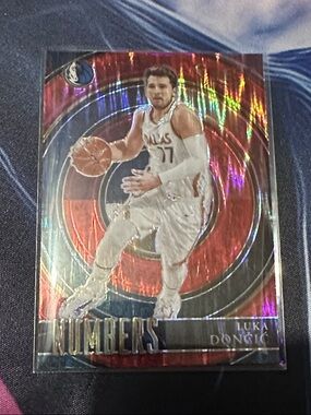 Luka Dončić Numbers Holographic Basketball Card - White/Red/Blue shimmering